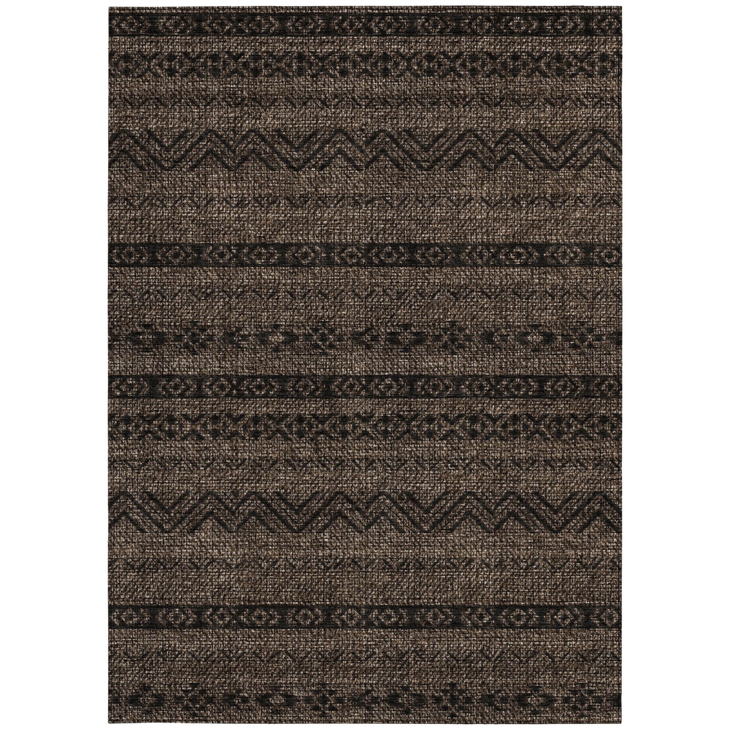 10' X 14' Chocolate And Brown Southwestern Washable Indoor Outdoor Area Rug-6