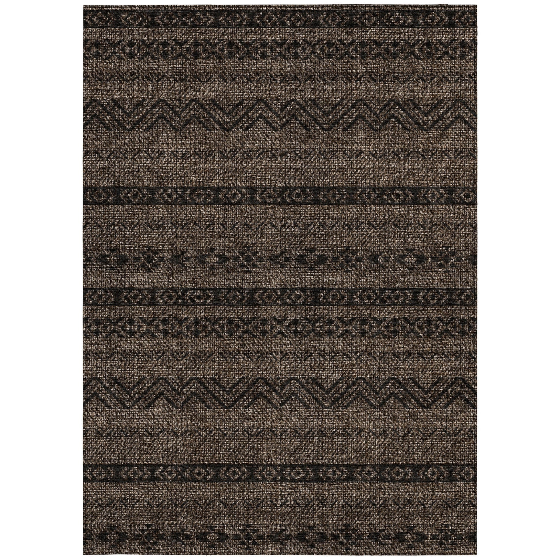 10' X 14' Chocolate And Brown Southwestern Washable Indoor Outdoor Area Rug-6