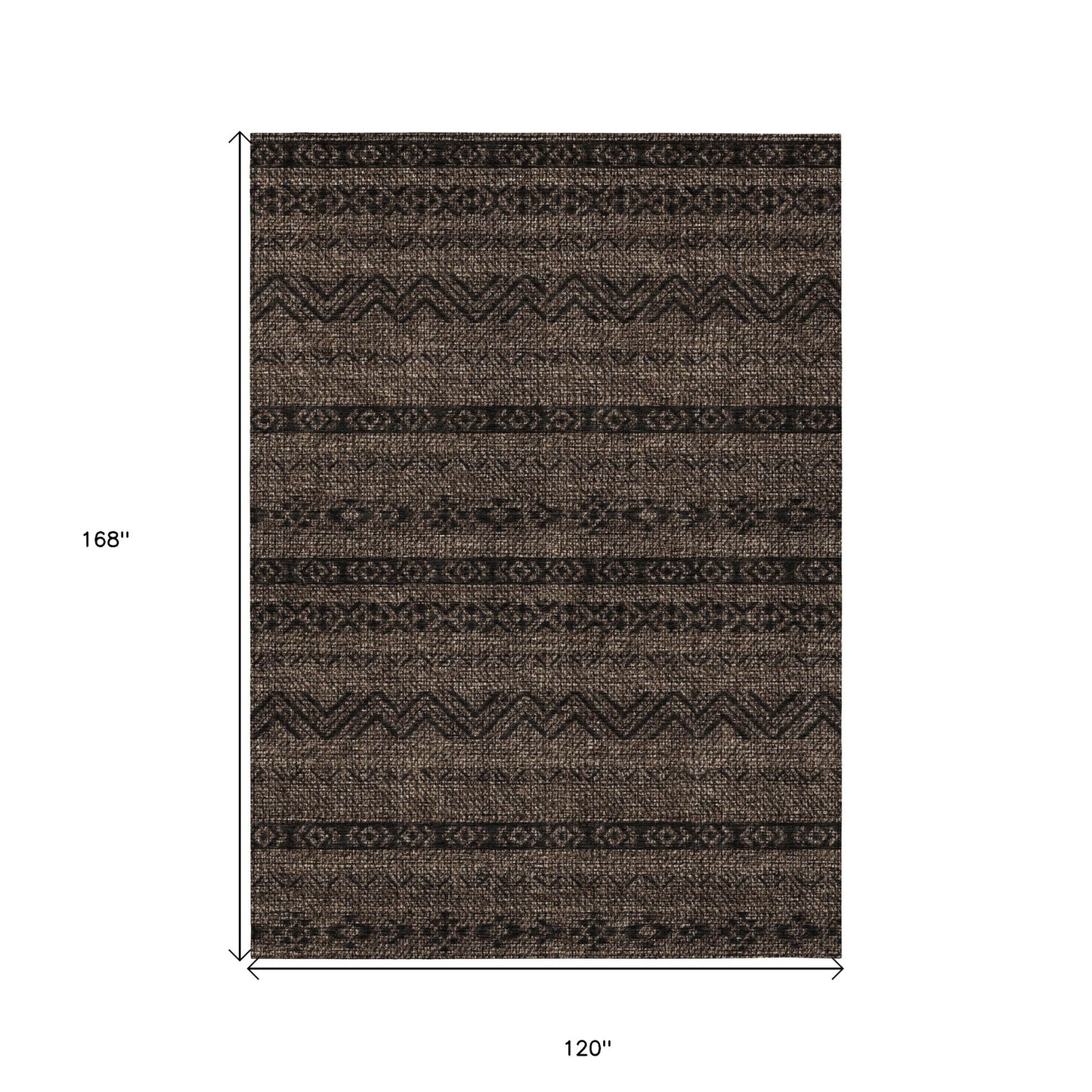 10' X 14' Chocolate And Brown Southwestern Washable Indoor Outdoor Area Rug-2