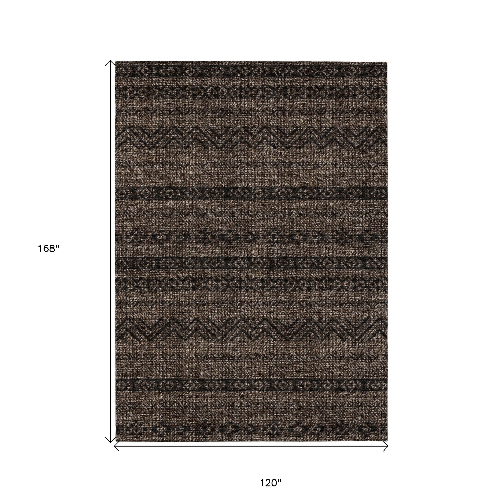 10' X 14' Chocolate And Brown Southwestern Washable Indoor Outdoor Area Rug-2