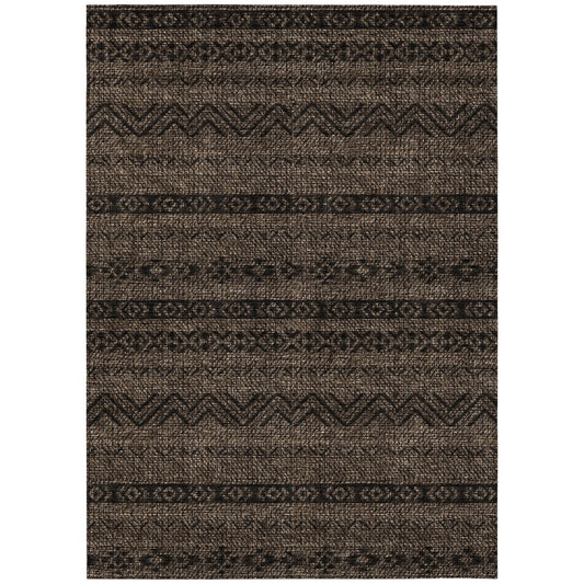 10' X 14' Chocolate And Brown Southwestern Washable Indoor Outdoor Area Rug-1