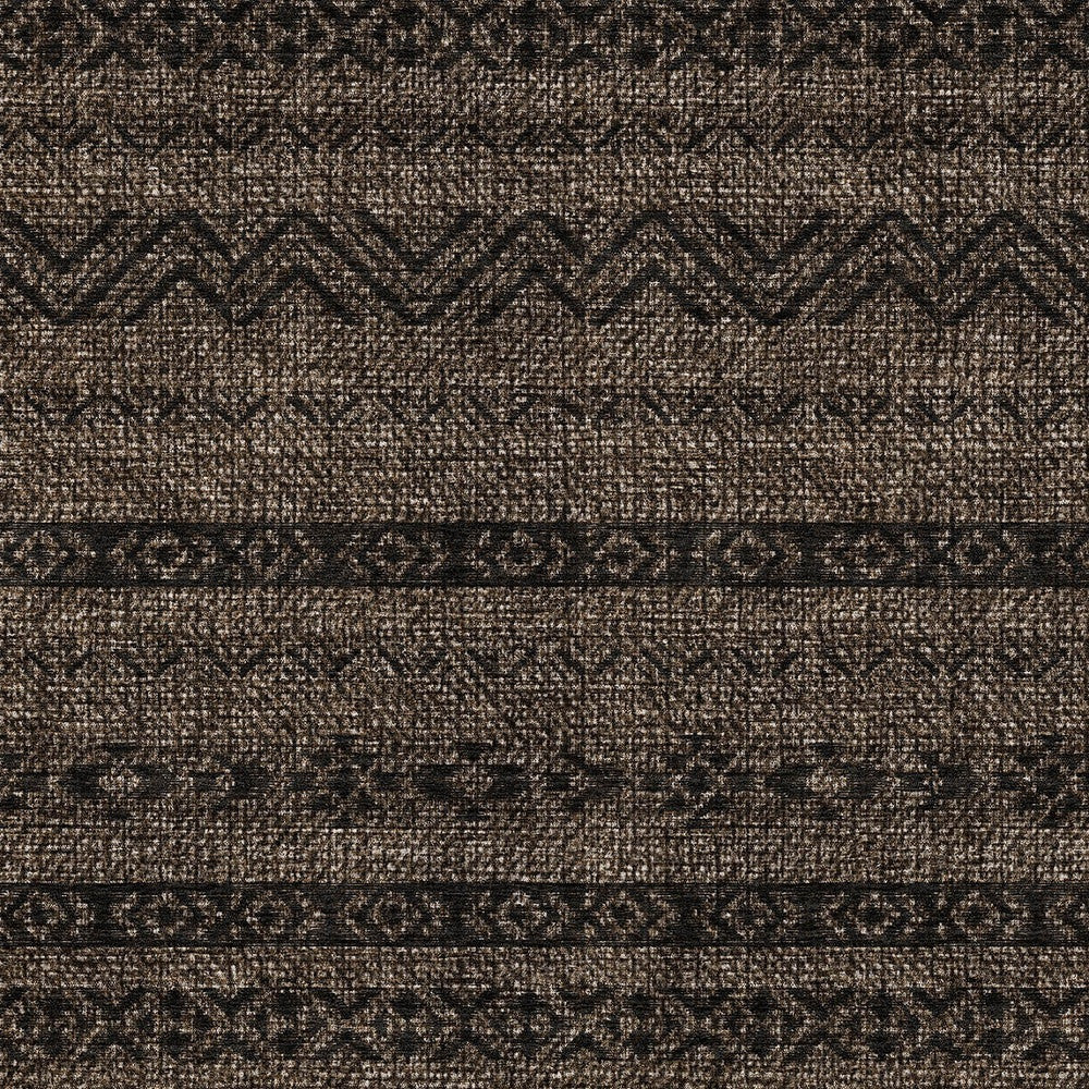 10' X 14' Chocolate And Brown Southwestern Washable Indoor Outdoor Area Rug-5
