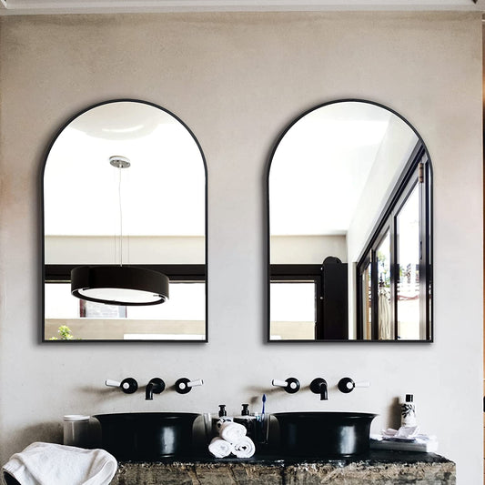 Metal Frame Arched Full Length Wall Mirror for Bathroom-0