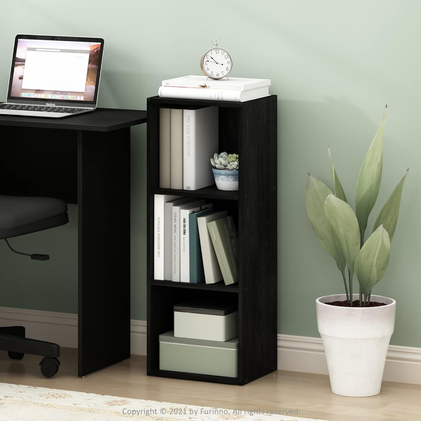 Pasir 3-Tier No Tool Assembly Open Shelf Bookcase, Blackwood-1